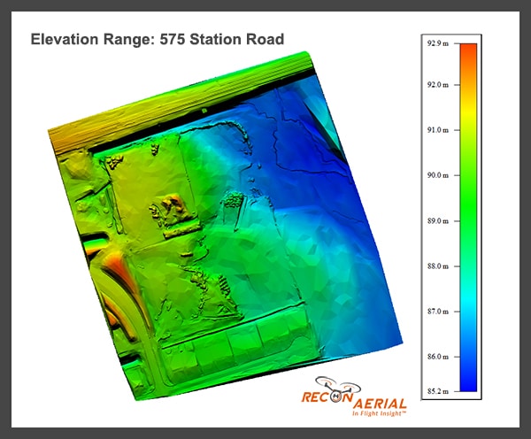 575 Station Road Elevation Range from drone images
